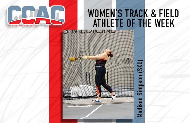 SXU's Simpson Named CCAC Women's Field Athlete of the Week