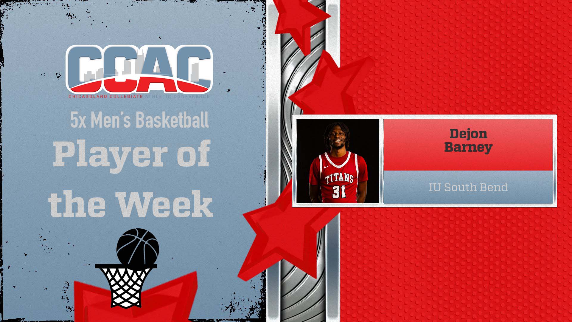 IUSB's Barney Hits The High-Five Mark On Men's Basketball Player of the Week Honors