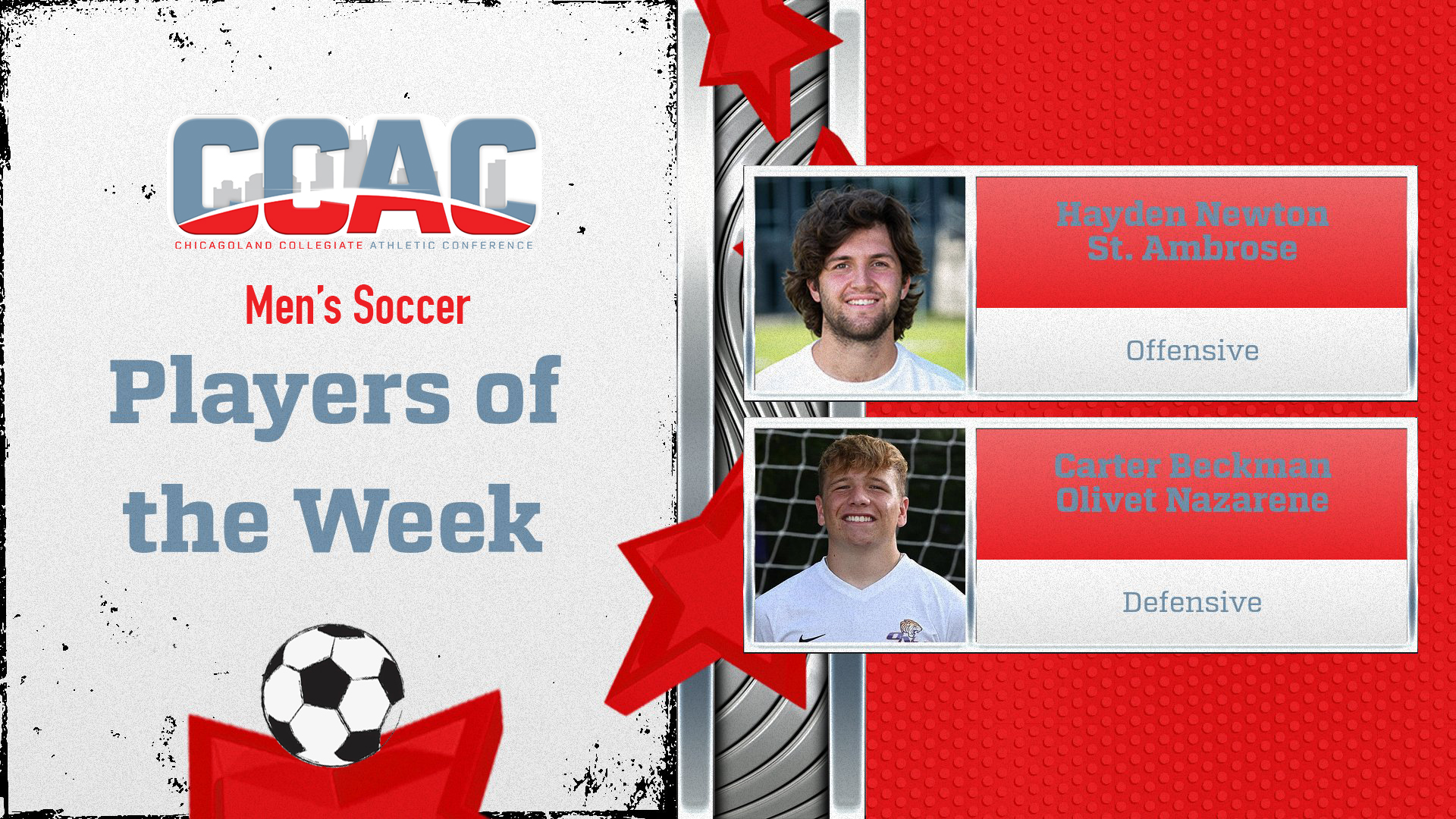 Game-Winning Goals Land Weekly Men's Soccer Honors For SAU's Newton, ONU's Beckman
