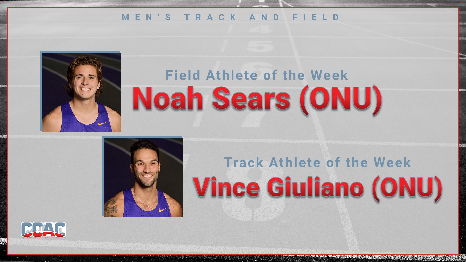 Giuliano, Sears Enable Olivet Nazarene To Sweep Men's T&amp;F Weekly Awards