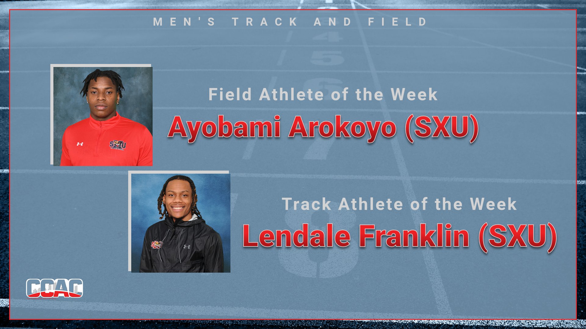 SXU Sweeps Men's Outdoor Track &amp; Field Weekly Honors Courtesy of Franklin, Arokoyo