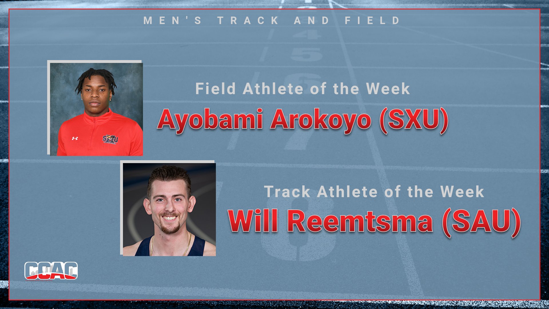 SXU's Arokoyo, SAU's Reemtsma Ride First-Place Performances To Weekly Men's Outdoor T&amp;F Honors