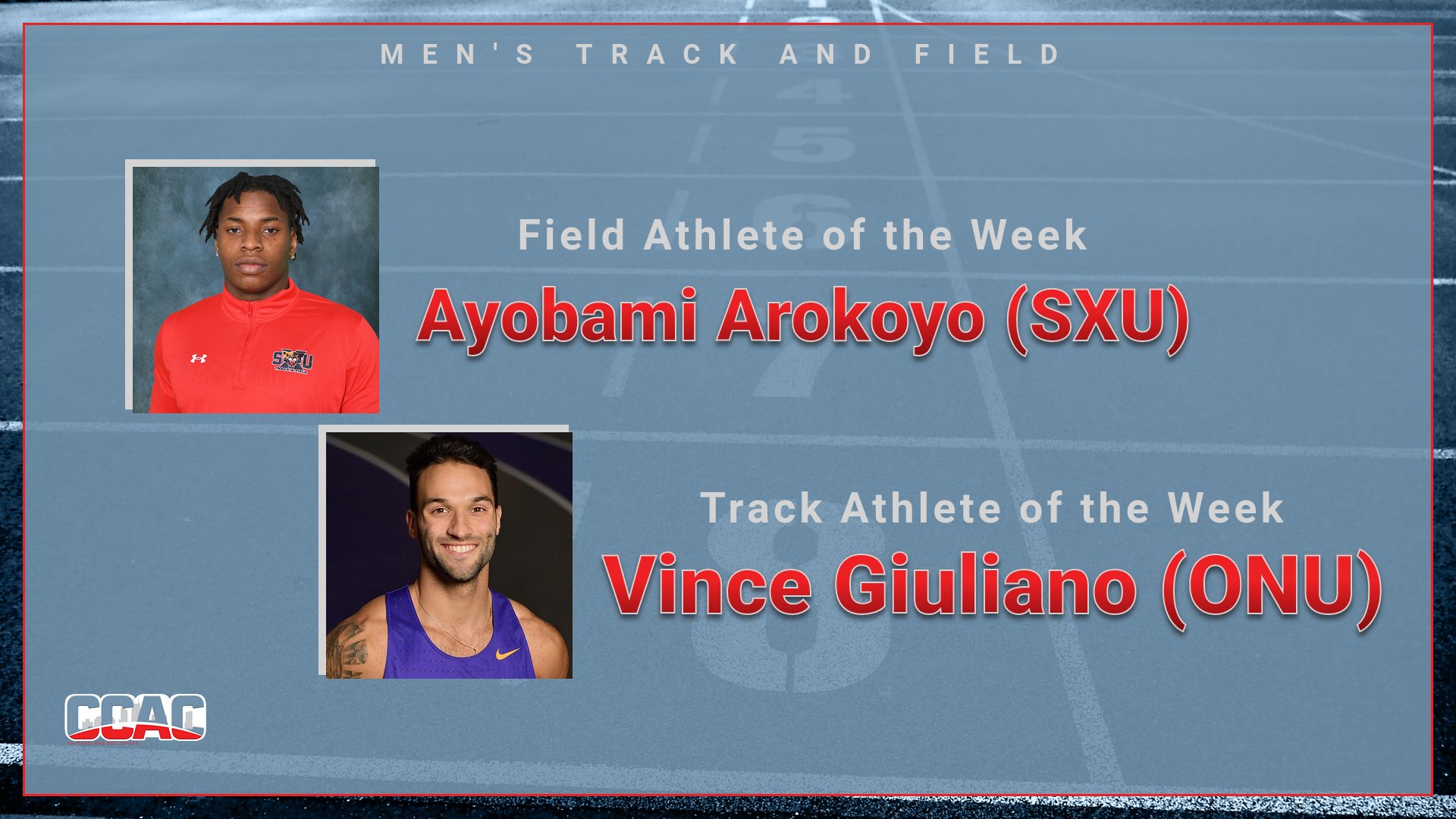 Sweep of First-Place Finishes Result In Men's T&amp;F Weekly Accolades For ONU's Giuliano, SXU's Arokoyo