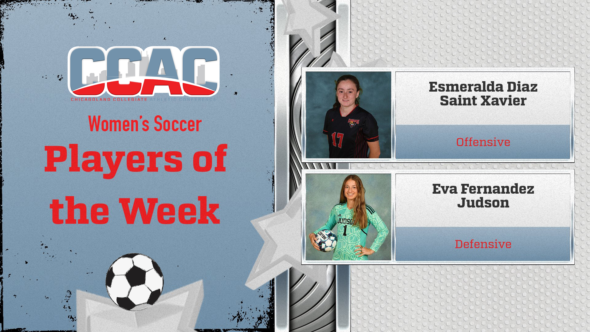 Two Wins For SXU, JU Land Weekly Women's Soccer Honors For Diaz, Fernandez