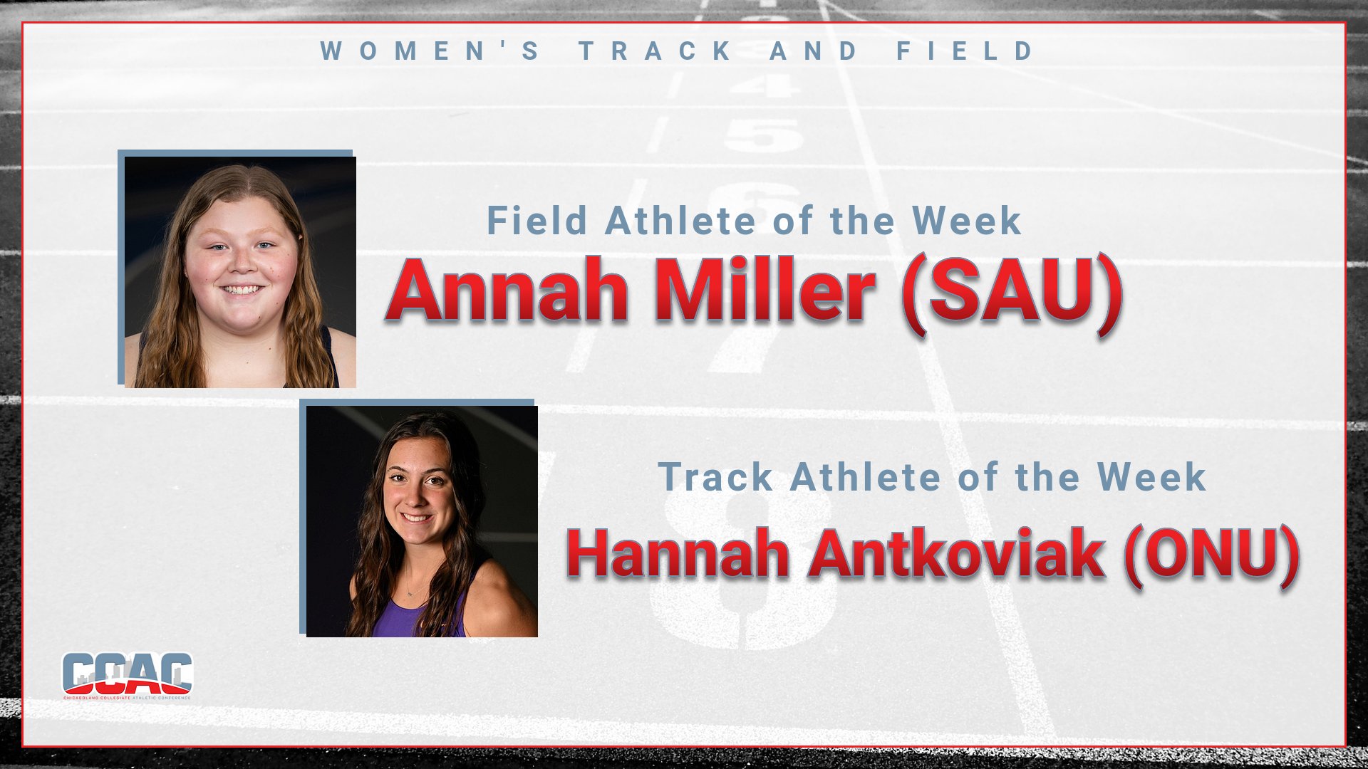 ONU's Antkoviak, SAU's Miller Collect Women's T&amp;F Weekly Honors For Second Time In 2024